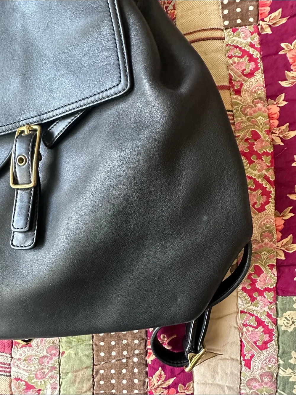 Vintage Coach Legacy West Hampton Black Leather Backpack with Gold Hardware